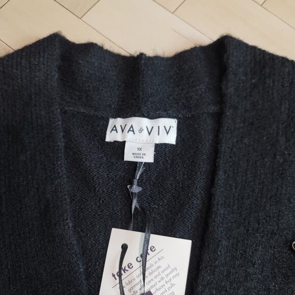 Ava & Viv Black Embellished Button-Down Sweater Cardigan - Picture 10 of 15